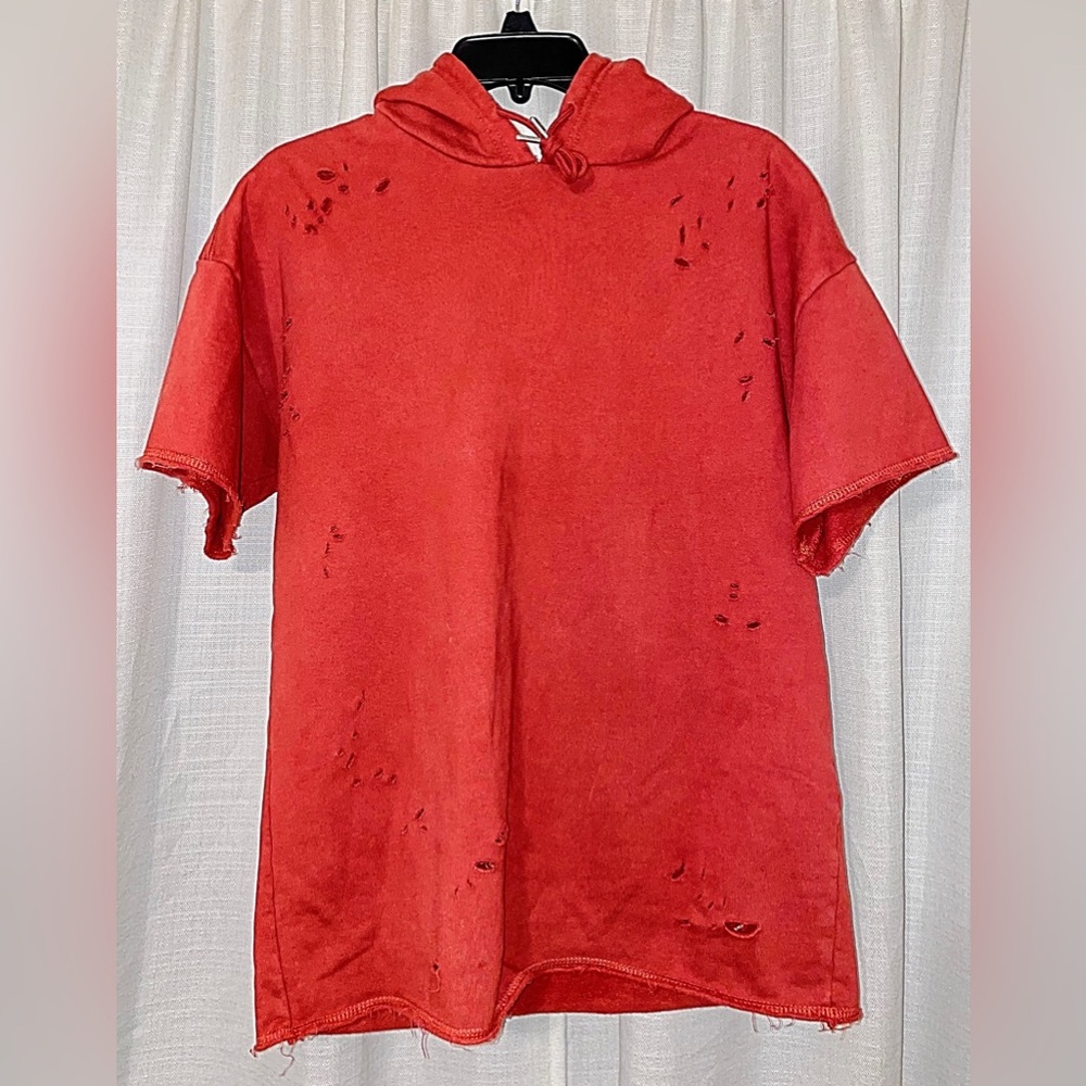 Pac Sun Distressed Short Sleeve Hoodie